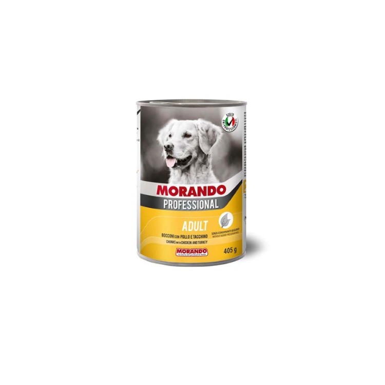 MORANDO PROFESSIONAL ADULT DOG WET FOOD ΚΟΤΟΠΟΥΛΟ ΚΑΙ ΓΑΛΟΠΟΥΛΑ ΚΟΜΜΑΤΑΚΙΑ 405g