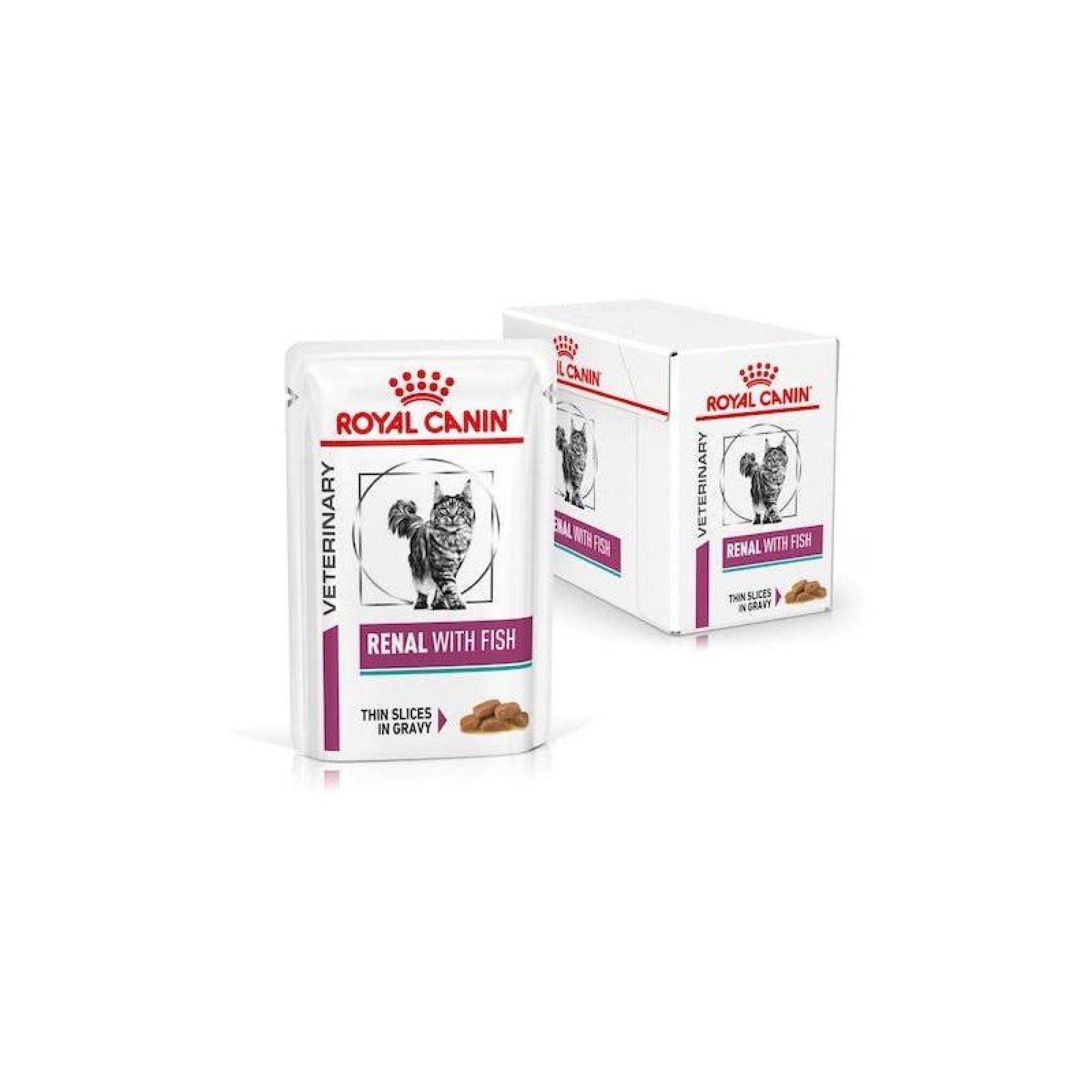 ROYAL CANIN VETERINARY DIET ADULT CAT RENAL FISH THIN SLICES IN GRAVY POUCH 12x85g