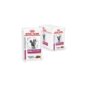 ROYAL CANIN VETERINARY DIET ADULT CAT RENAL BEEF THIN SLICES IN GRAVY POUCH 12x85GR