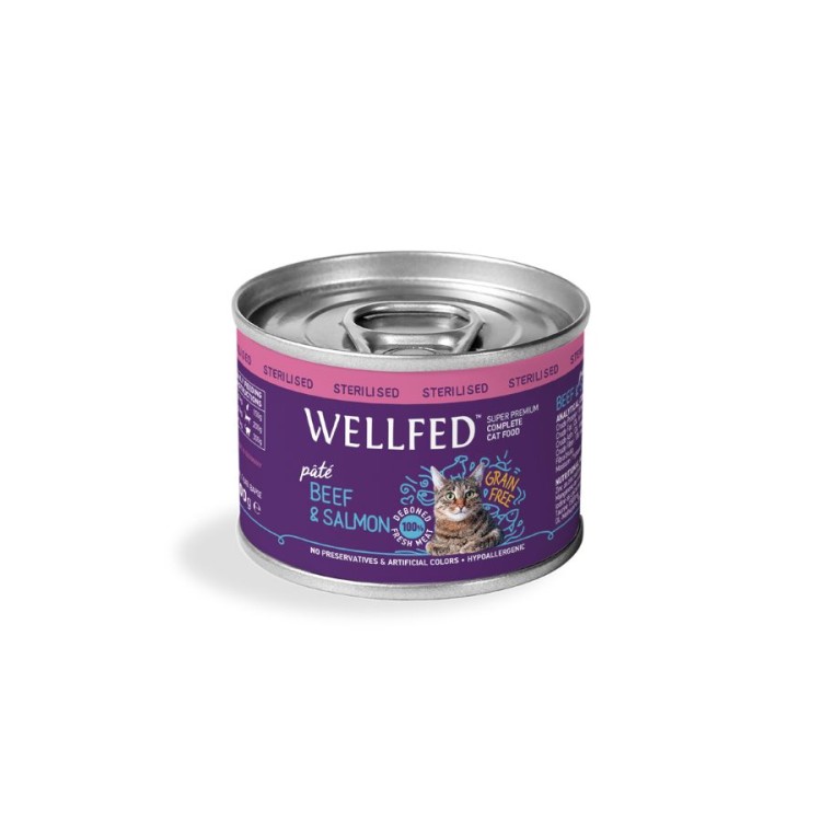 WELLFED STERILISED ADULT CAT ΠΑΤΕ ΣΟΛΟΜΟΣ ΚΑΙ ΜΟΣΧΑΡΙ 200gr WELLFED STERILISED ADULT CAT ΠΑΤΕ ΣΟΛΟΜΟΣ ΚΑΙ ΜΟΣΧΑΡΙ 200gr