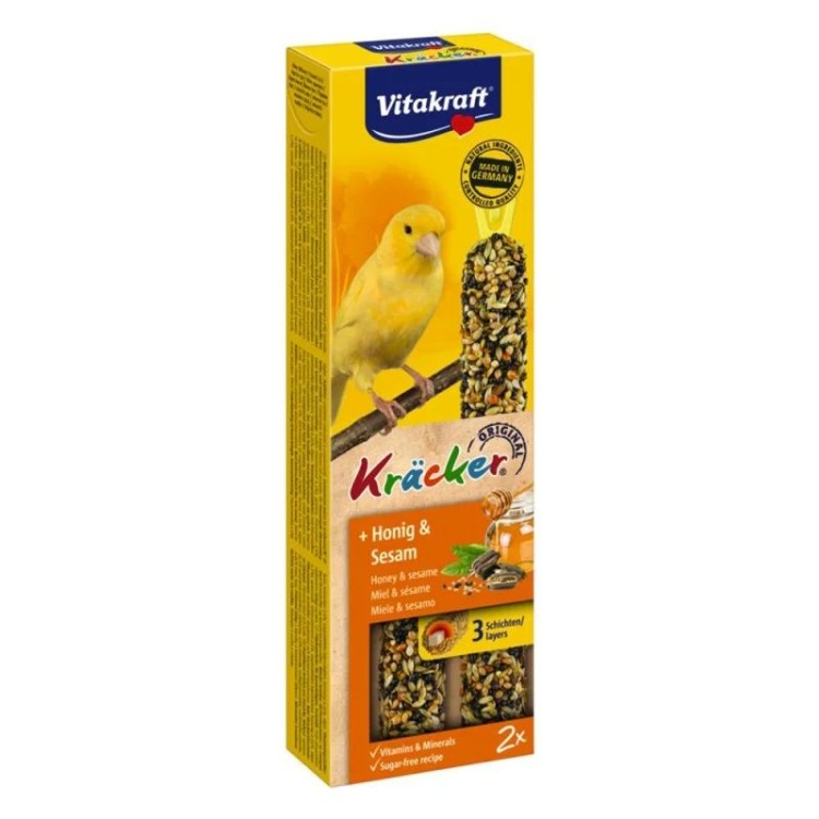 VITAKRAFT KRACKER DUO ΓΙΑ ΚΑΝΑΡΙΝΙΑ ΜΕΛΙ ΚΑΙ ΣΟΥΣΑΜΙ 2τμχ 60gr