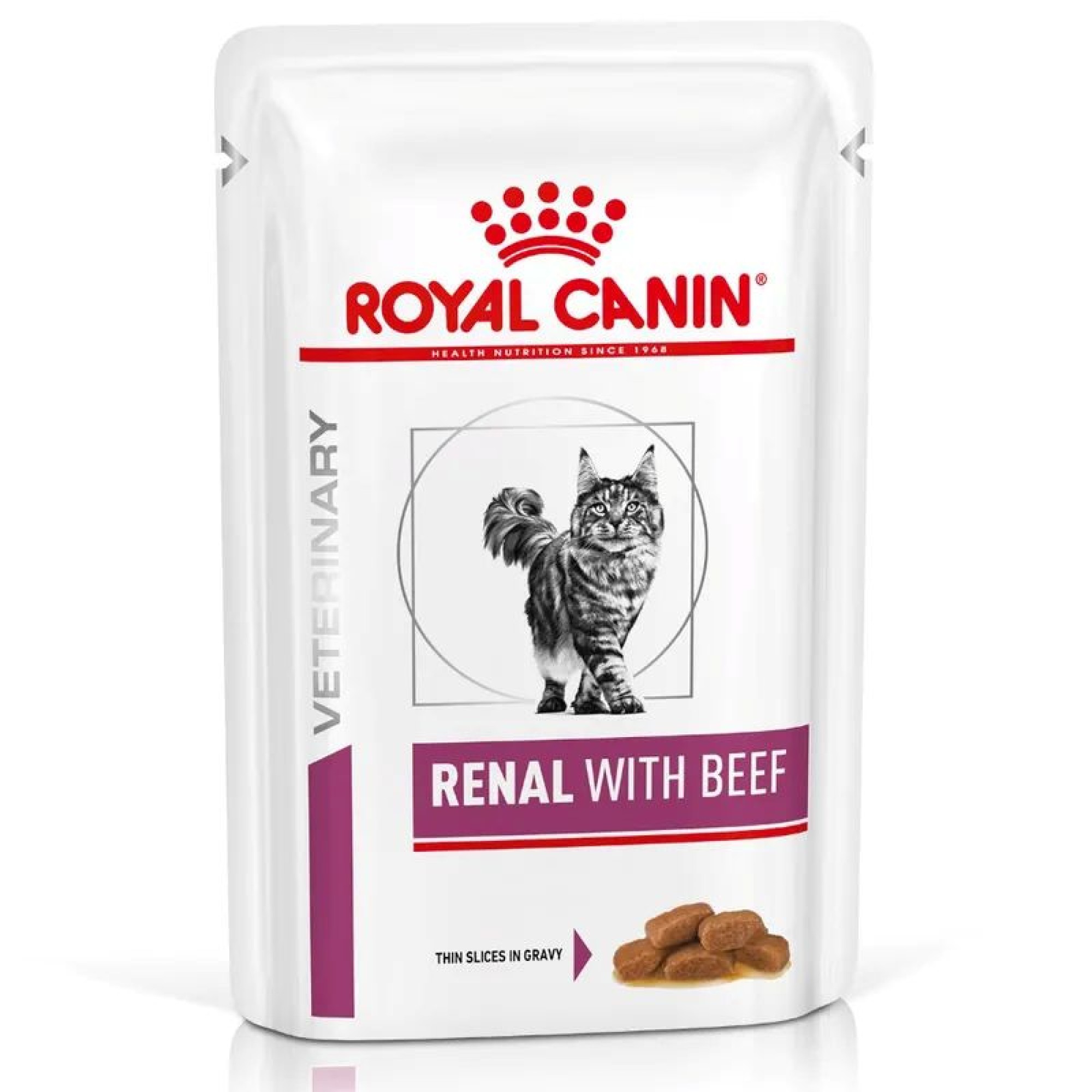 ROYAL CANIN VETERINARY DIET ADULT CAT RENAL BEEF THIN SLICES IN GRAVY POUCH 85GR