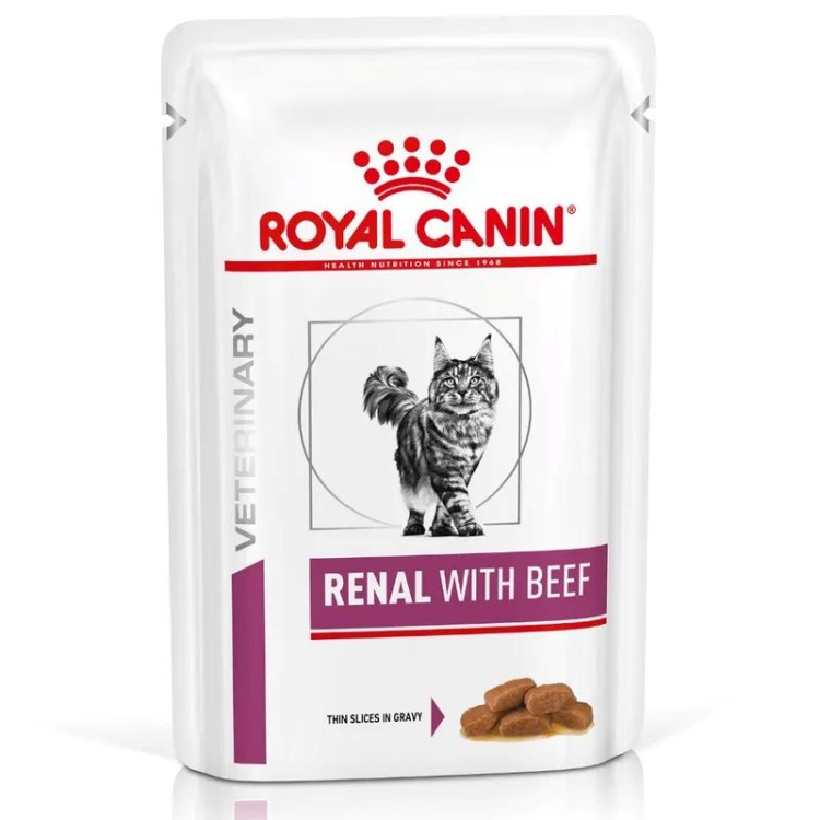 ROYAL CANIN VETERINARY DIET ADULT CAT RENAL BEEF THIN SLICES IN GRAVY POUCH 85GR ROYAL CANIN VETERINARY DIET ADULT CAT RENAL BEEF THIN SLICES IN GRAVY POUCH 85GR