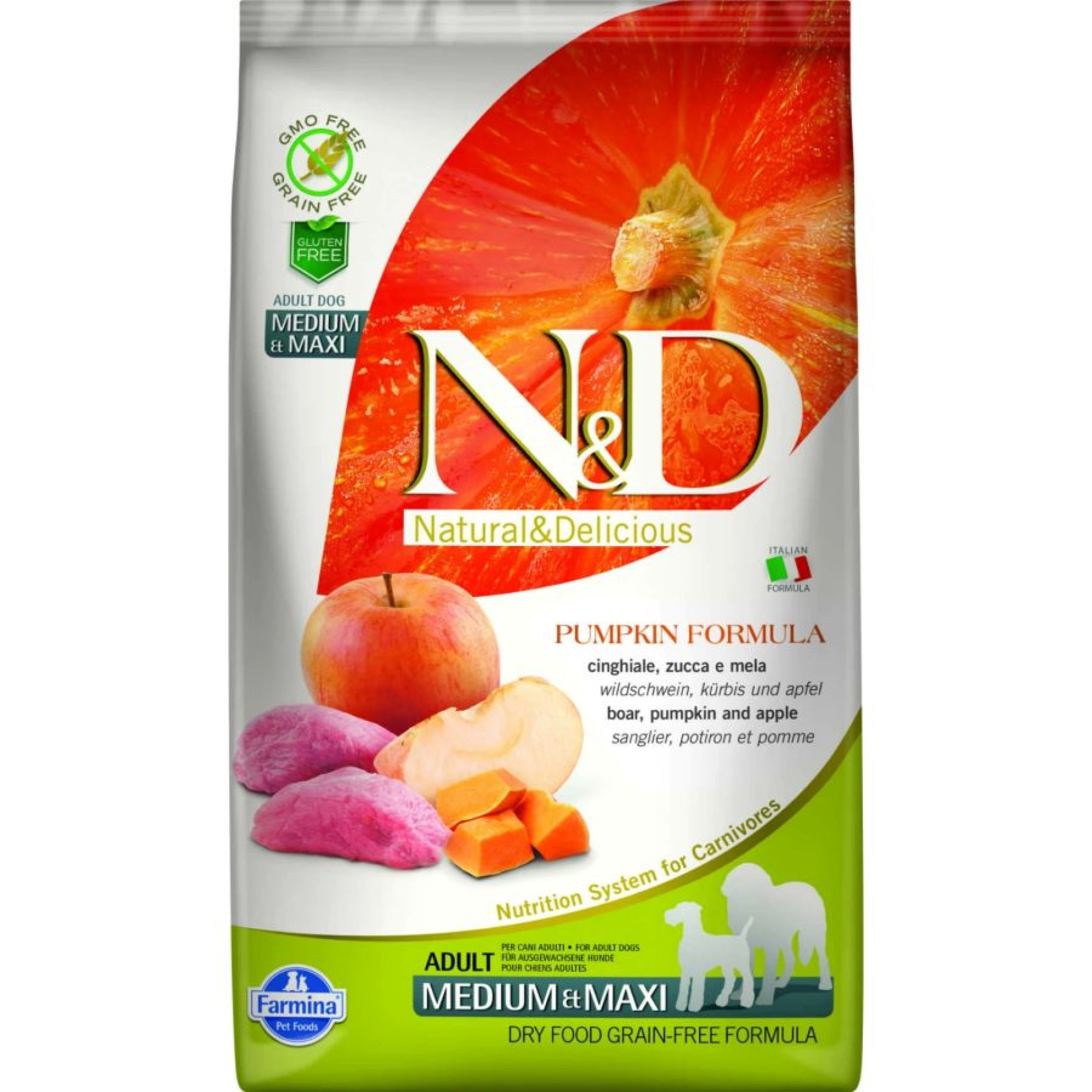 ND GRAIN FREE PUMPKIN BOAR AND APPLE ADULT DOG MEDIUM MAXI 12kg