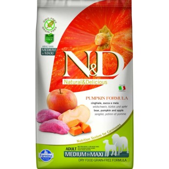 ND GRAIN FREE PUMPKIN BOAR AND APPLE ADULT DOG MEDIUM MAXI 12kg ND GRAIN FREE PUMPKIN BOAR AND APPLE ADULT DOG MEDIUM MAXI 12kg