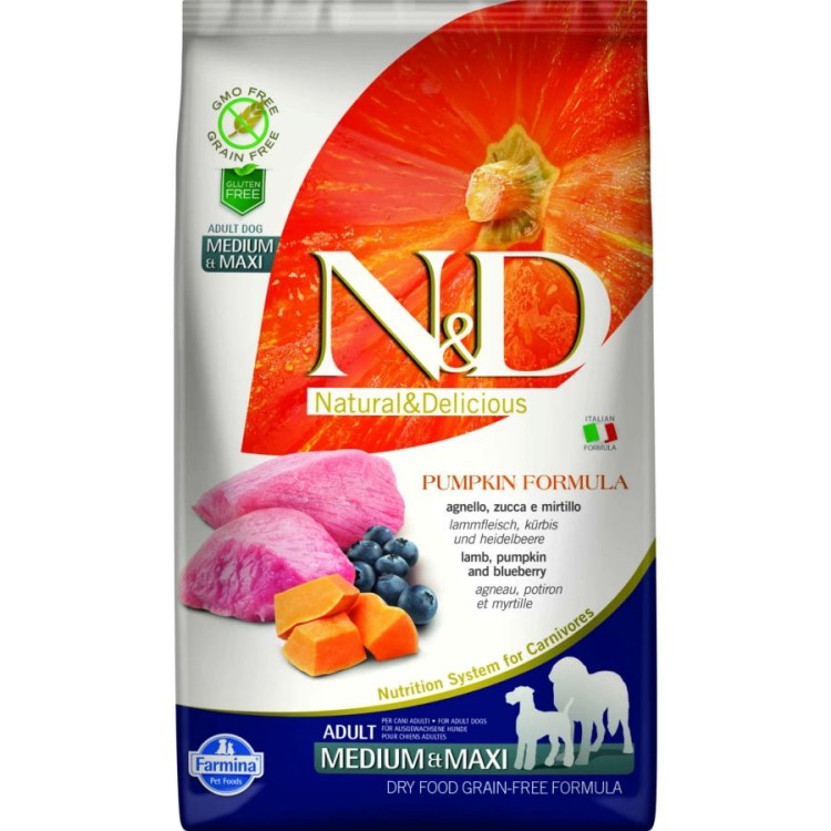 ND GRAIN FREE PUMPKIN LAMP AND BLUEBERRY ADULT MEDIUM MAXI 12kg