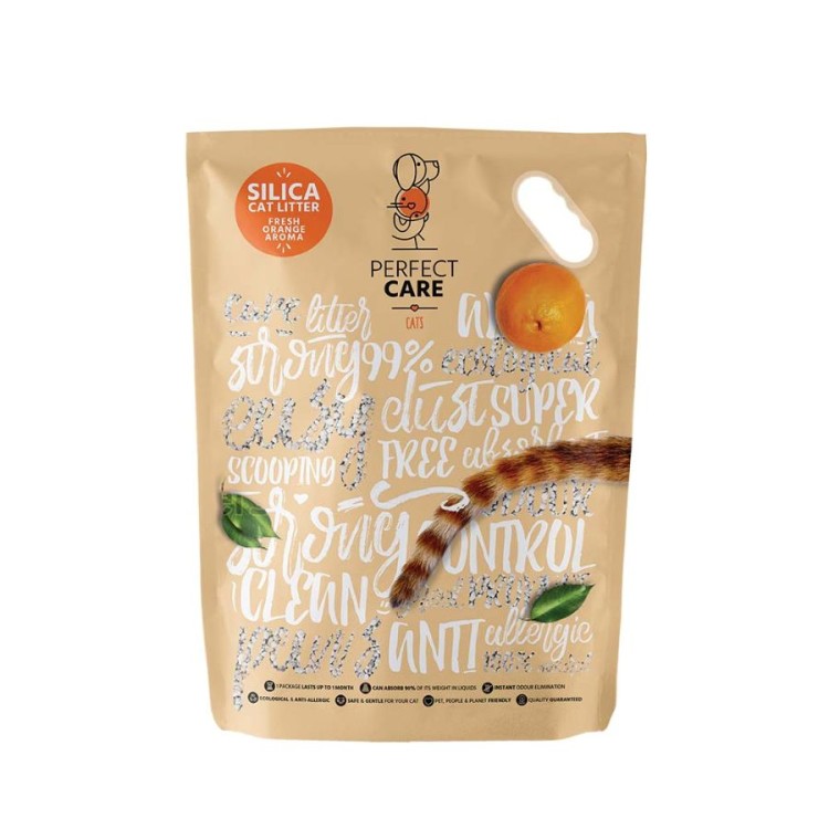 PERFECT CARE SILICA CAT LITTER ΠΟΡΤΟΚΑΛΙ 5.8L