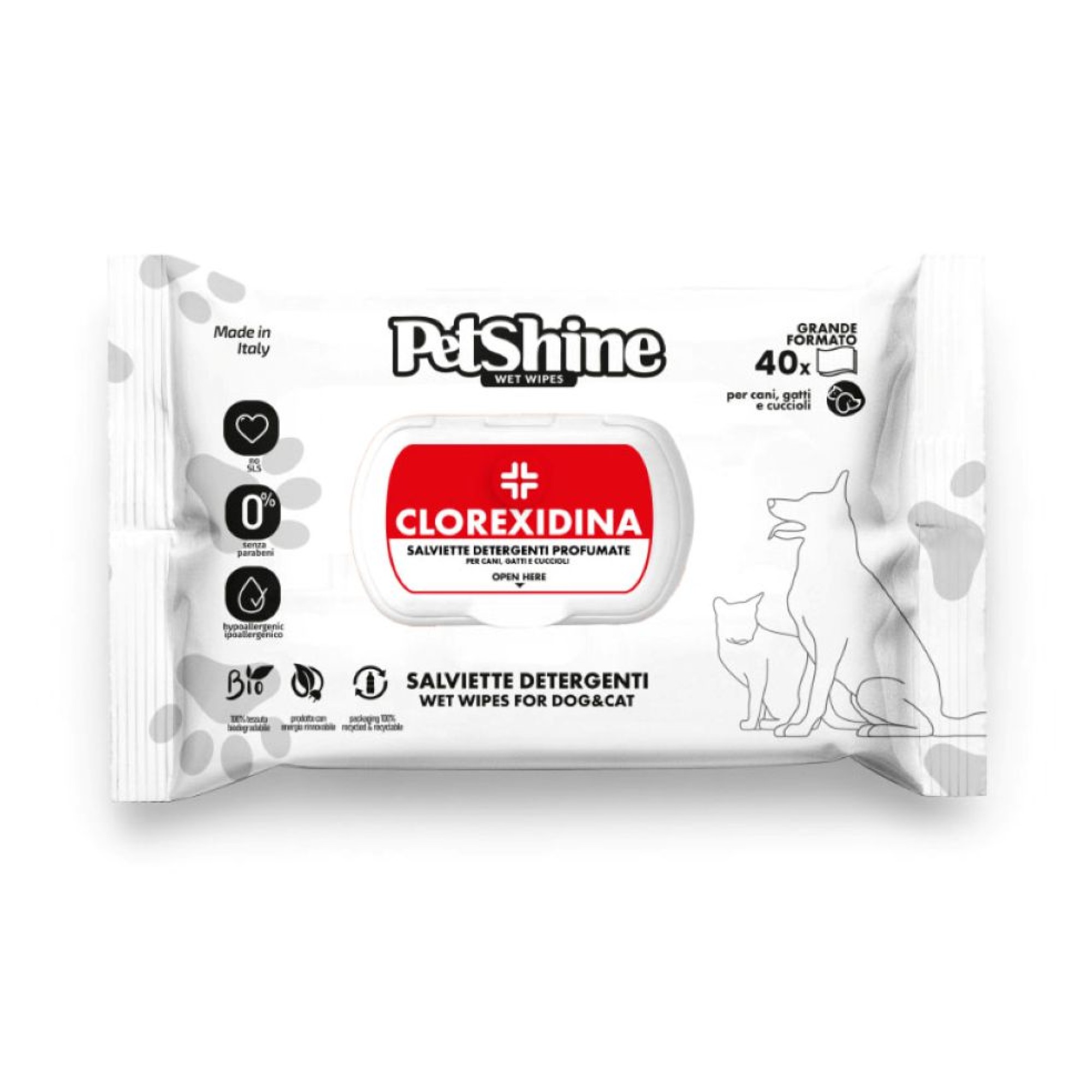 PETSHINE ΥΓΡΑ ΜΑΝΤΙΛΑΚΙΑ ΚΑΘΑΡΙΣΜΟΥ CLOREXIDINA 40pcs