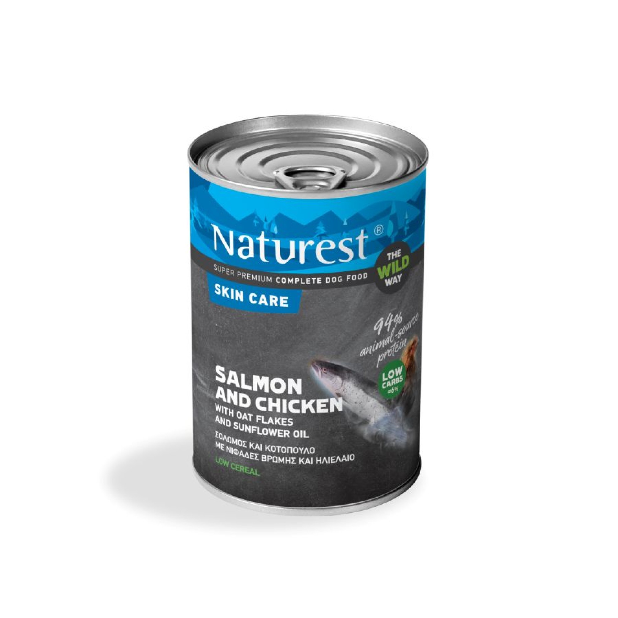NATUREST SKIN CARE ADULT DOG WET FOOD ΣΟΛΟΜΟΣ ΚΟΤΟΠΟΥΛΟ ΝΙΦΑΔΕΣ ΒΡΩΜΗΣ ΚΑΙ ΗΛΙΕΛΑΙΟ 400gr