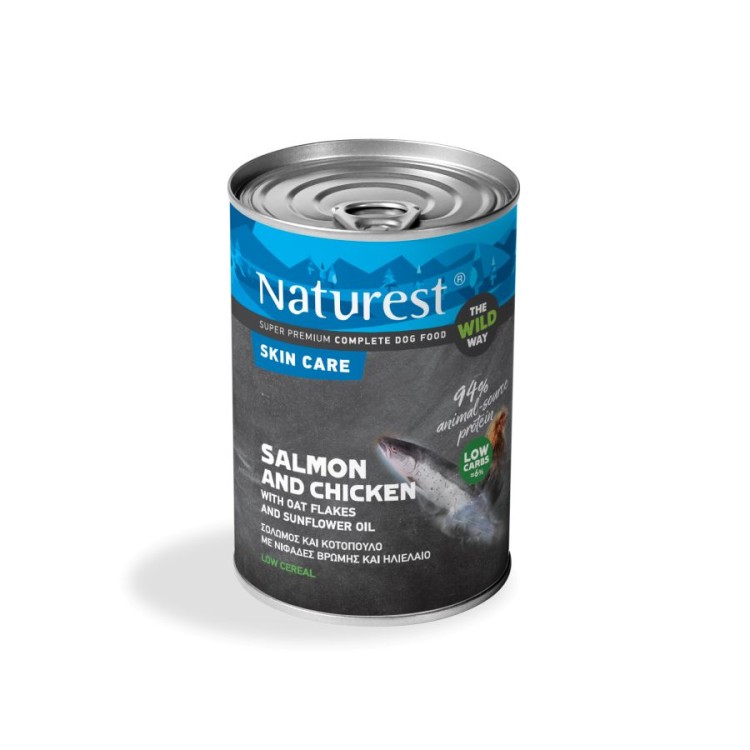 NATUREST SKIN CARE ADULT DOG WET FOOD ΣΟΛΟΜΟΣ ΚΟΤΟΠΟΥΛΟ ΝΙΦΑΔΕΣ ΒΡΩΜΗΣ ΚΑΙ ΗΛΙΕΛΑΙΟ 400gr