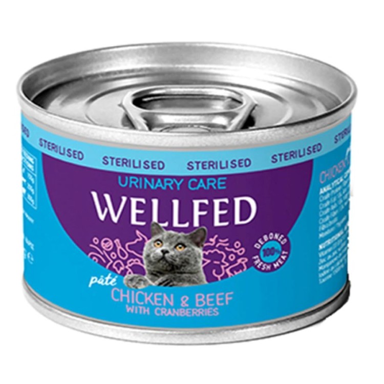 WELLFED URINARY CARE STERILISED ADULT CAT WET FOOD PATE ΚΟΤΟΠΟΥΛΟ ΒΟΔΙΝΟ ΚΑΙ CRANBERRIES 200gr WELLFED URINARY CARE STERILISED ADULT CAT WET FOOD PATE ΚΟΤΟΠΟΥΛΟ ΒΟΔΙΝΟ ΚΑΙ CRANBERRIES 200gr