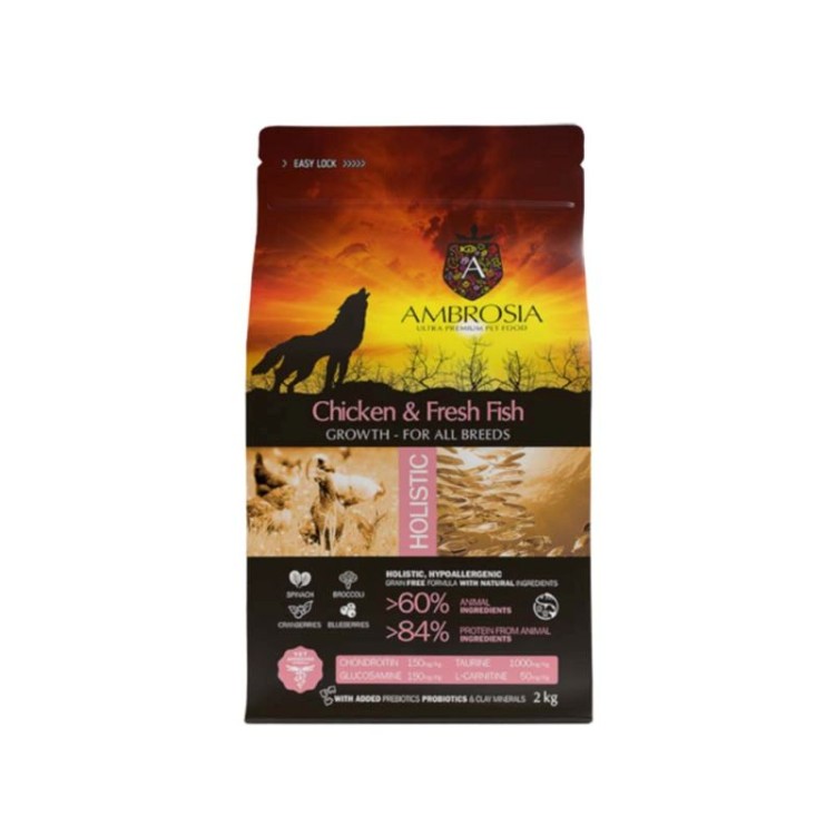 AMBROSIA GRAIN FREE PUPPY DOG GROWTH CHICKEN AND FRESH FISH 6kg AMBROSIA GRAIN FREE PUPPY DOG GROWTH CHICKEN AND FRESH FISH 6kg