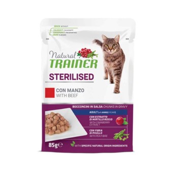 NATURAL TRAINER CHUNKS IN GRAVY STERILISED ADULT CAT ΒΟΔΙΝΟ 85GR