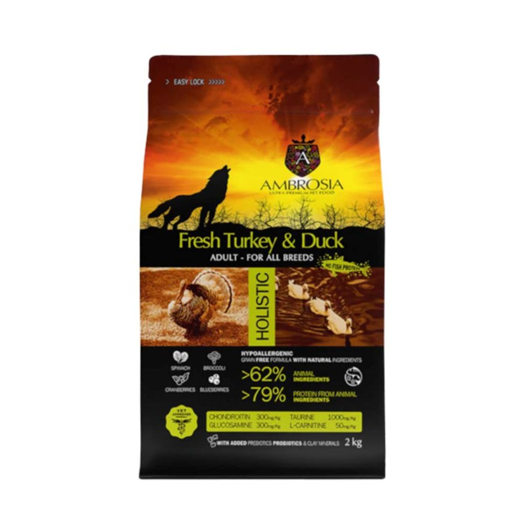 AMBROSIA GRAIN FREE ADULT ALL BREEDS FRESH TURKEY AND DUCK 2kg