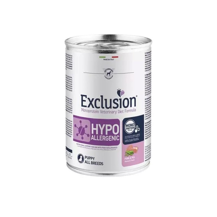EXCLUSION HYPOALLERGENIC VETERINARY DIET PORK AND PEA PUPPY DOG ALL BREEDS 400gr EXCLUSION HYPOALLERGENIC VETERINARY DIET PORK AND PEA PUPPY DOG ALL BREEDS 400gr