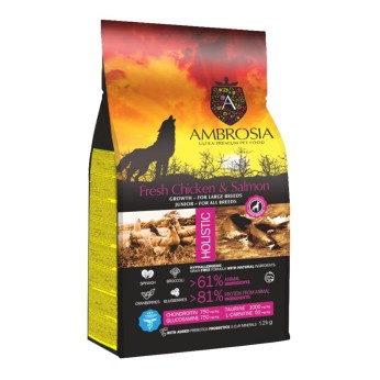 AMBROSIA GRAIN FREE DOG GROWTH LARGE BREED CHICKEN AND SALMON 12kg AMBROSIA GRAIN FREE DOG GROWTH LARGE BREED CHICKEN AND SALMON 12kg