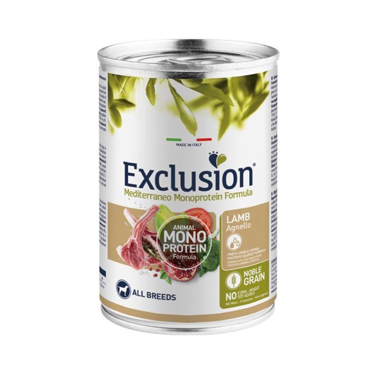 EXCLUSION MEDITERRANEO NOBLE GRAIN LAMB ADULT DOG ALL BREEDS 400gr