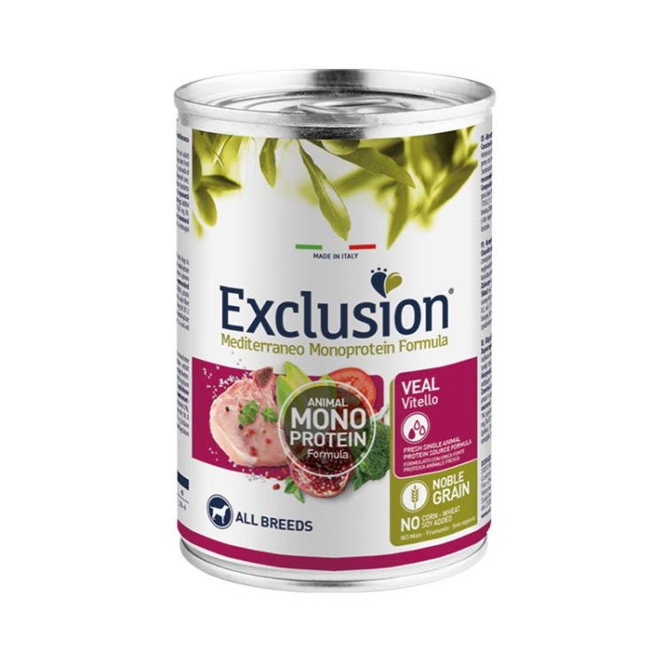 EXCLUSION MEDITERRANEO NOBLE GRAIN VEAL ADULT DOG ALL BREEDS 400gr
