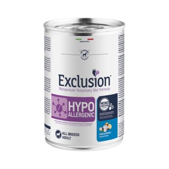 EXCLUSION VETERINARY DIET HYPOALLERGENIC FISH AND POTATO ADULT DOG ALL BREEDS 400gr EXCLUSION VETERINARY DIET HYPOALLERGENIC FISH AND POTATO ADULT DOG ALL BREEDS 400gr