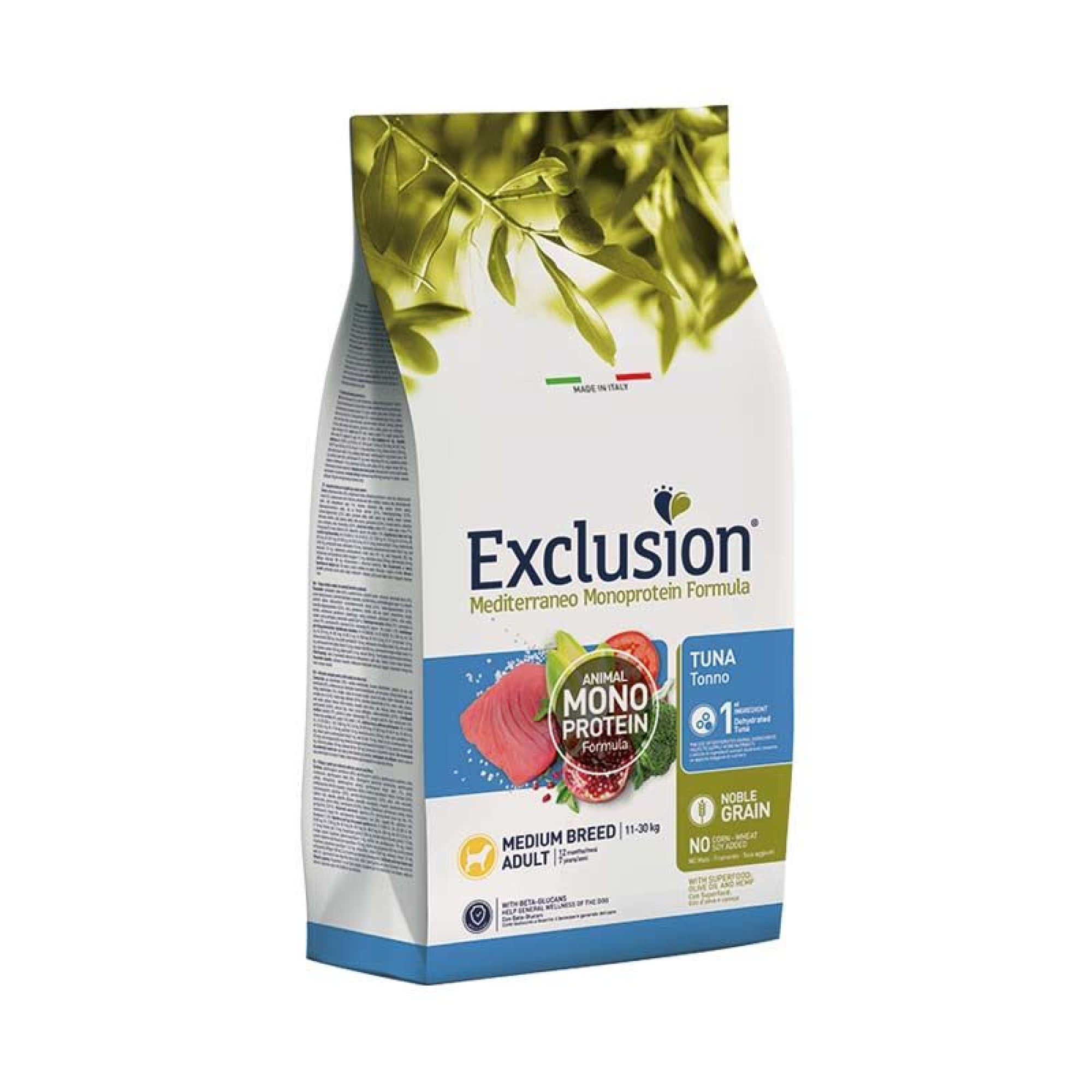 EXCLUSION MEDITERRANEO NOBLE GRAIN TUNA ADULT DOG MEDIUM BREED 12kg