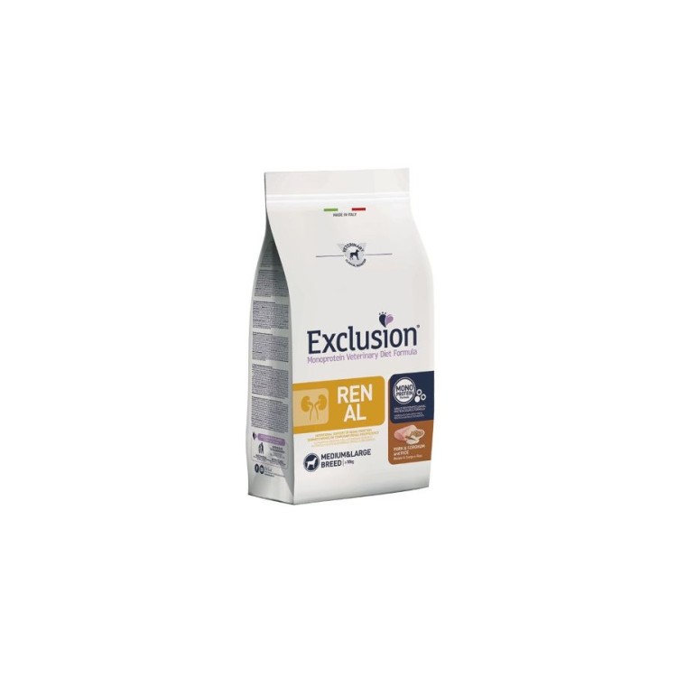EXCLUSION VETERINARY DIET RENAL PORK SORGHUM AND RICE ADULT DOG MEDIUM LARGE BREED 2kg