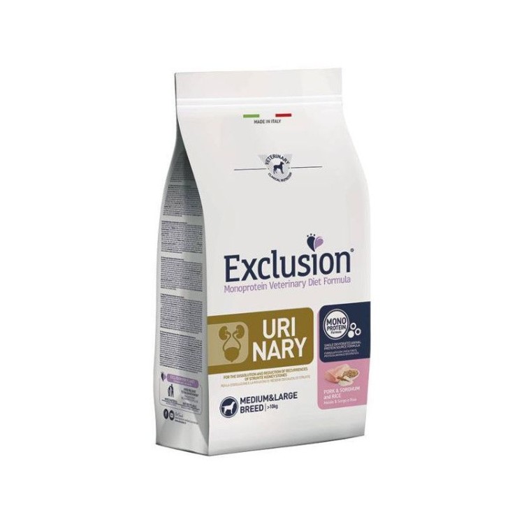 EXCLUSION VETERINARY DIET URINARY PORK SORGHUM AND RICE ADULT DOG MEDIUM LARGE BREEDS 2kg