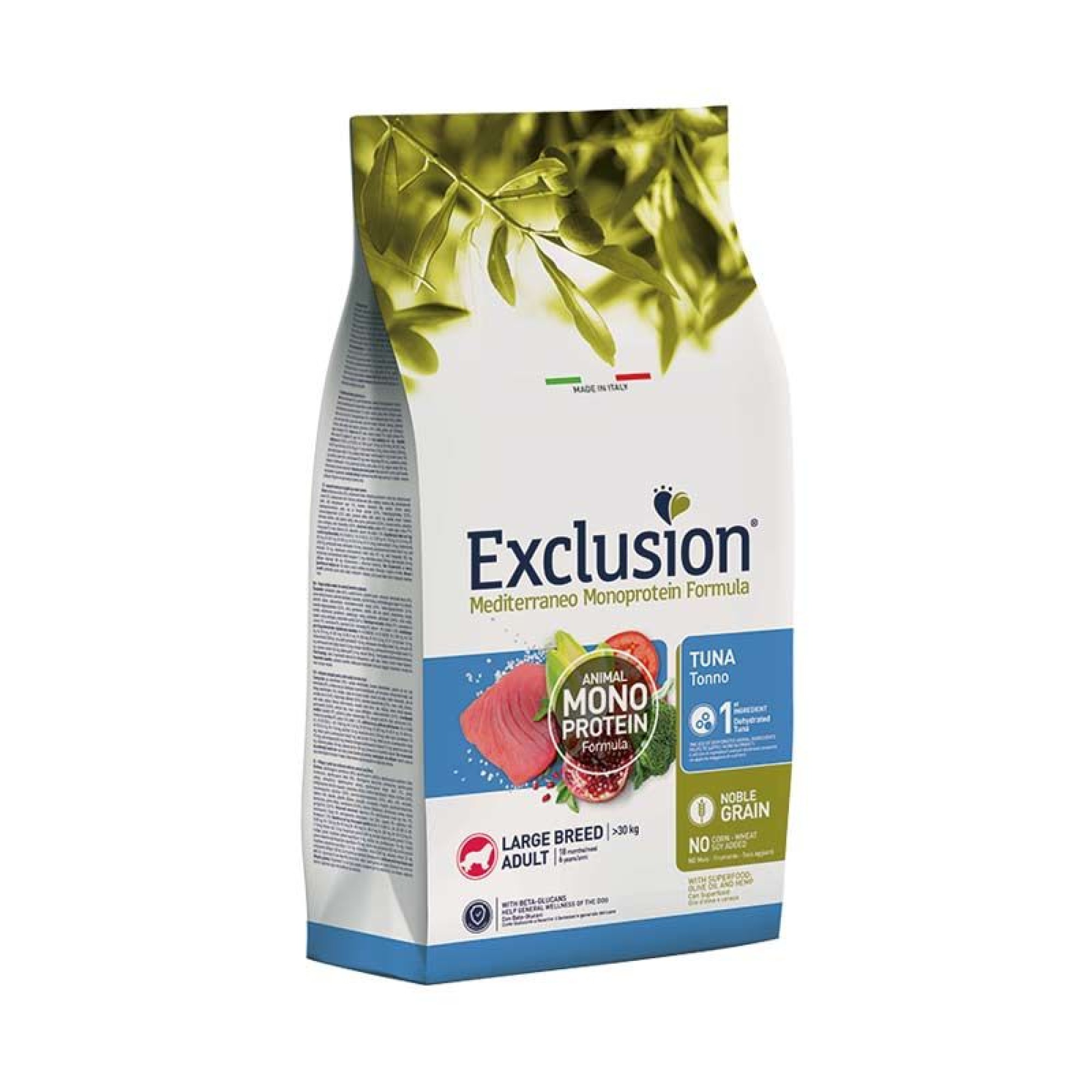EXCLUSION MEDITERRANEO NOBLE GRAIN TUNA ADULT DOG LARGE BREEDS 12Kg