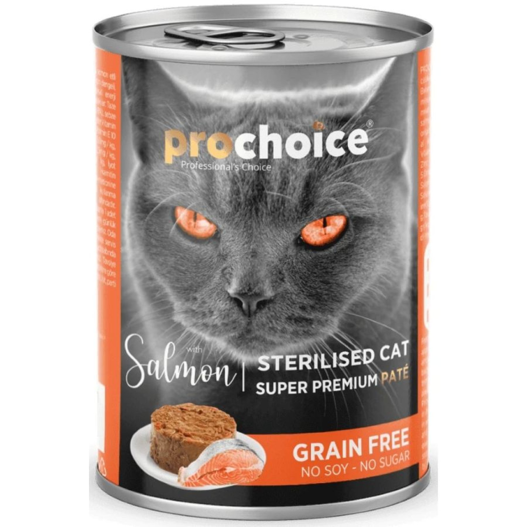 PROCHOICE SUPER PREMIUM GRAIN FREE STERILISED ADULT CAT WET FOOD PATE ΣΟΛΟΜΟΣ 400GR
