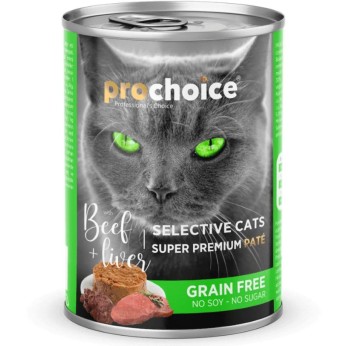 PROCHOICE SUPER PREMIUM GRAIN FREE ADULT CAT WET FOOD PATE ΜΟΣΧΑΡΙ ΚΑΙ ΣΥΚΩΤΙ 400GR