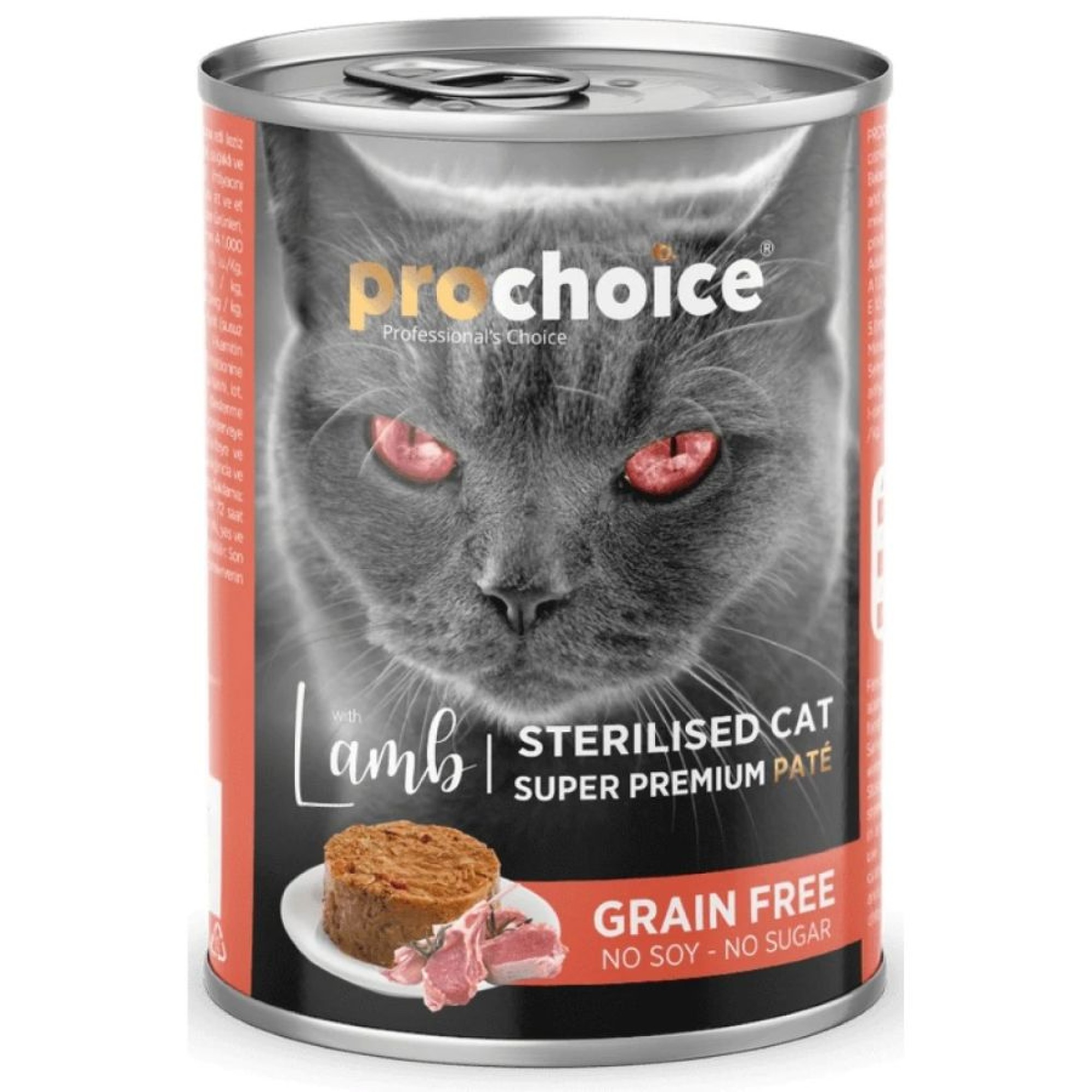 PROCHOICE SUPER PREMIUM GRAIN FREE STERILISED ADULT CAT WET FOOD PATE ΑΡΝΙ 400GR