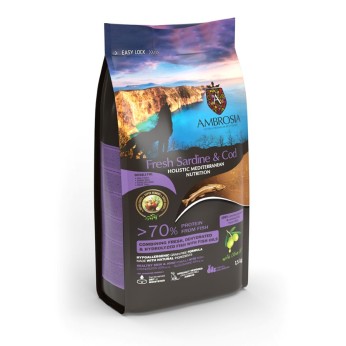 AMBROSIA MEDITERRANEAN GRAIN FREE SENIOR DOG LIGHT STERILIZED FRESH SARDINE AND COD 1.5kg AMBROSIA MEDITERRANEAN GRAIN FREE SENIOR DOG LIGHT STERILIZED FRESH SARDINE AND COD 1.5kg