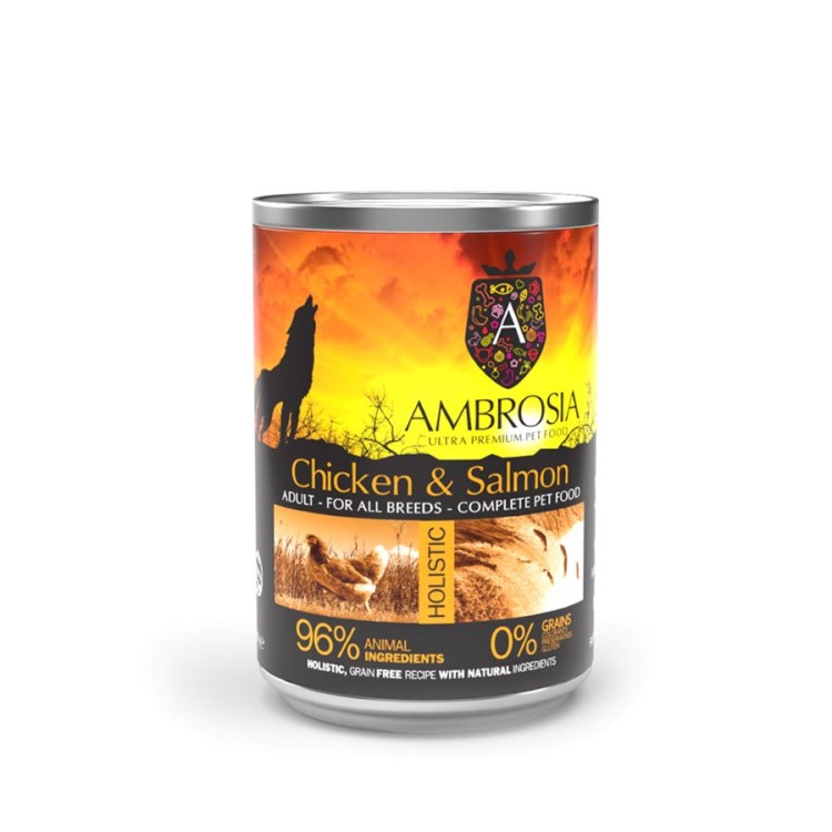 AMBROSIA GRAIN FREE ADULT DOG ΚΟΤΟΠΟΥΛΟ ΚΑΙ ΣΟΛΟΜΟΣ 400gr