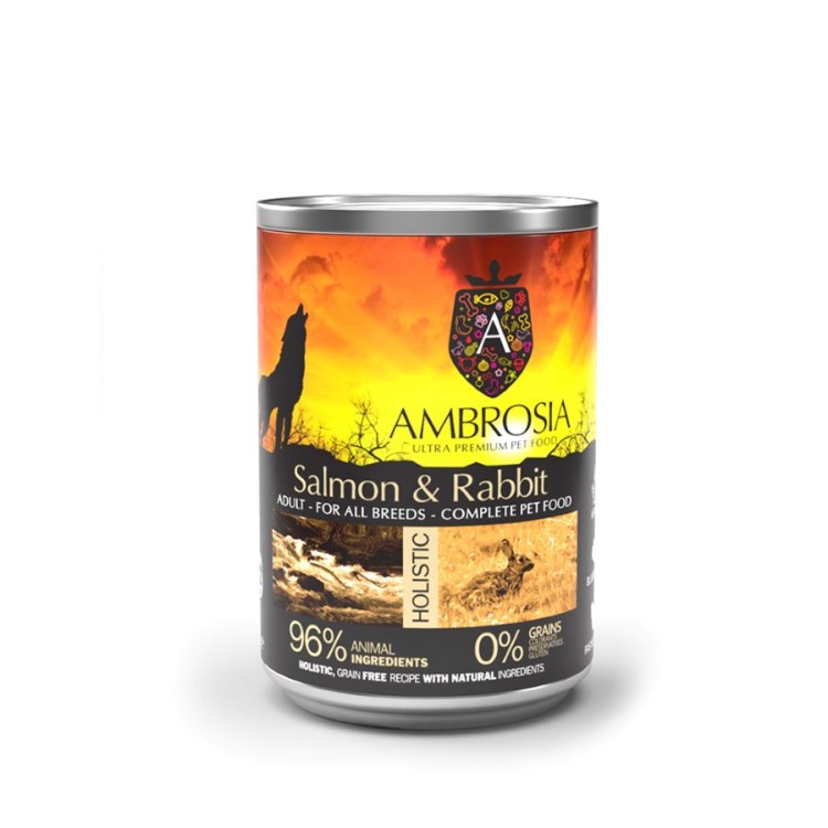 AMBROSIA GRAIN FREE DOG ADULT SENSITIVE ΣΟΛΟΜΟΣ ΚΑΙ ΚΟΥΝΕΛΙ  400gr