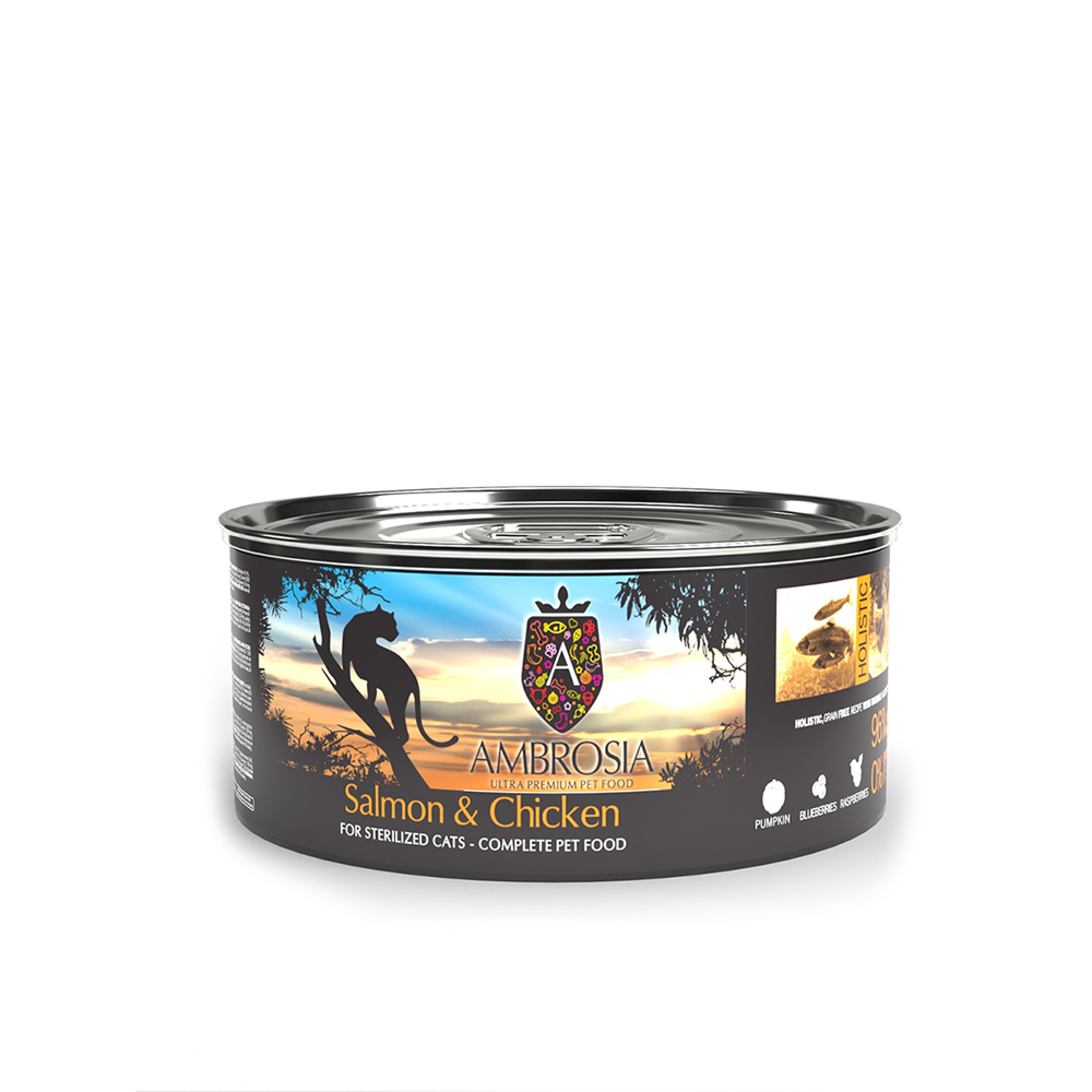 AMBROSIA GRAIN FREE STERILISED ADULT CAT ΚΟΤΟΠΟΥΛΟ ΚΑΙ ΣΟΛΟΜΟΣ 150gr