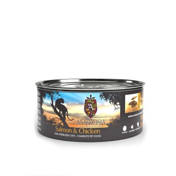 AMBROSIA GRAIN FREE STERILISED ADULT CAT ΚΟΤΟΠΟΥΛΟ ΚΑΙ ΣΟΛΟΜΟΣ 150gr AMBROSIA GRAIN FREE STERILISED ADULT CAT ΚΟΤΟΠΟΥΛΟ ΚΑΙ ΣΟΛΟΜΟΣ 150gr