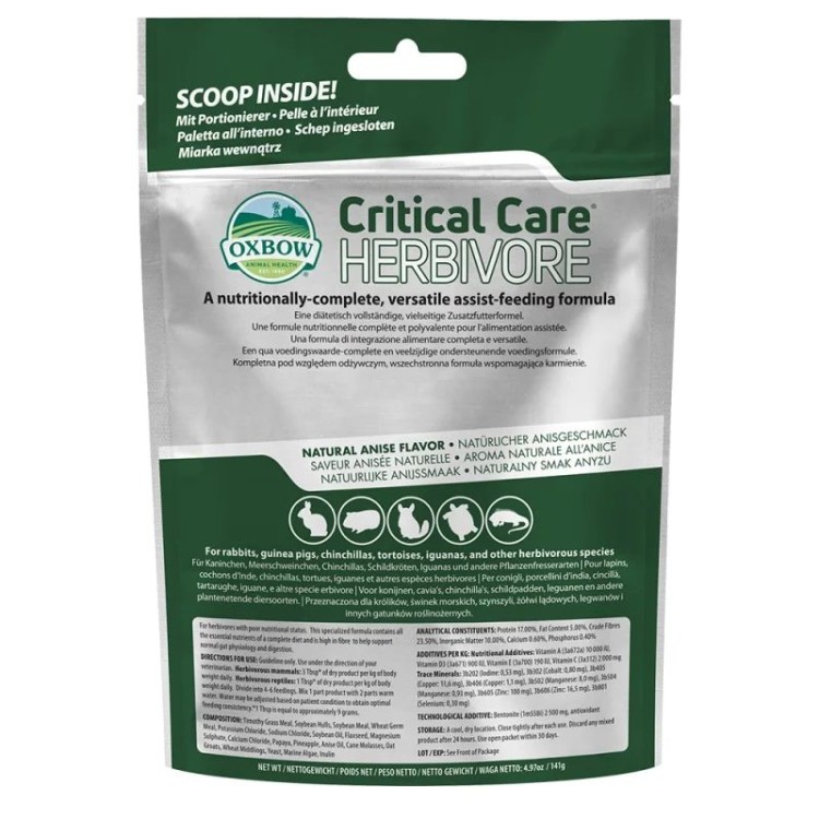 OXBOW CRITICAL CARE ANISE ΚΛΙΝΙΚΗ ΔΙΑΙΤΑ ΜΕ ΓΛΥΚΑΝΙΣΟ 141gr