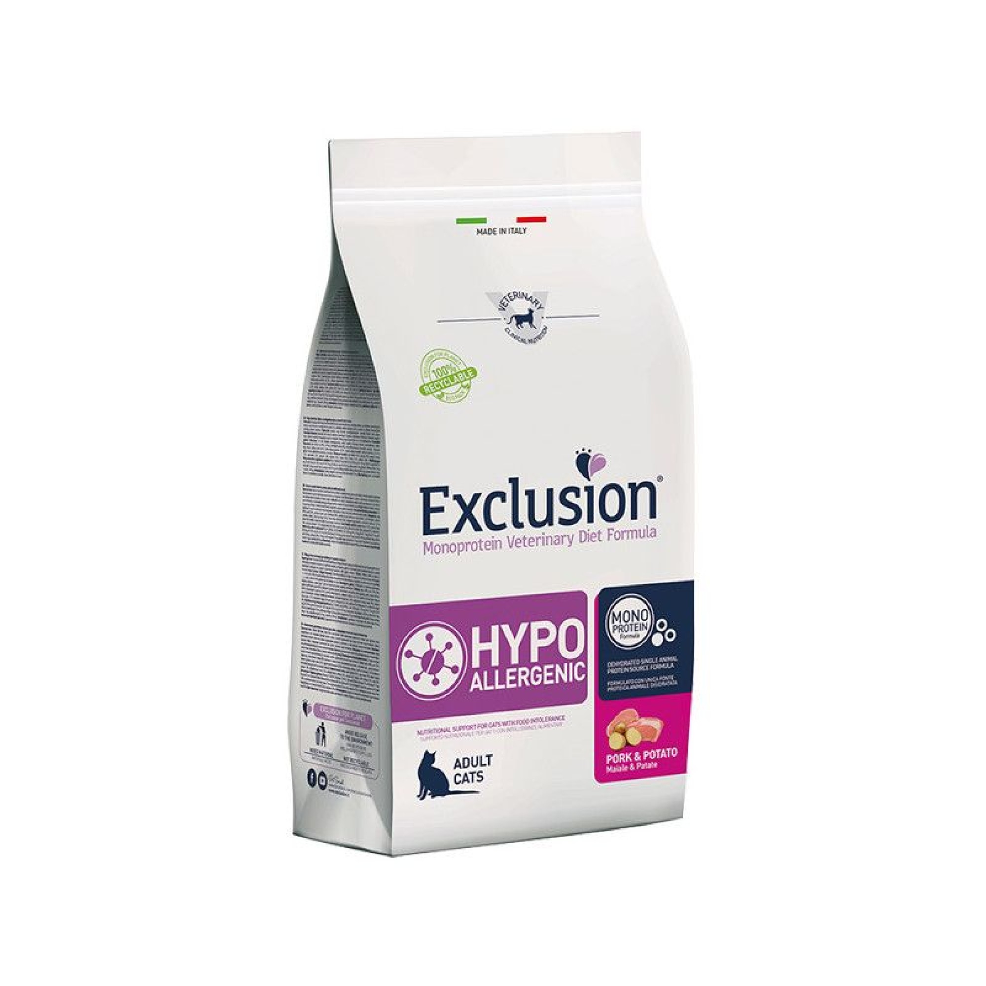 EXCLUSION VETERINARY DIET HYPOALLERGENIC ADULT CAT PORK AND POTATO 300gr