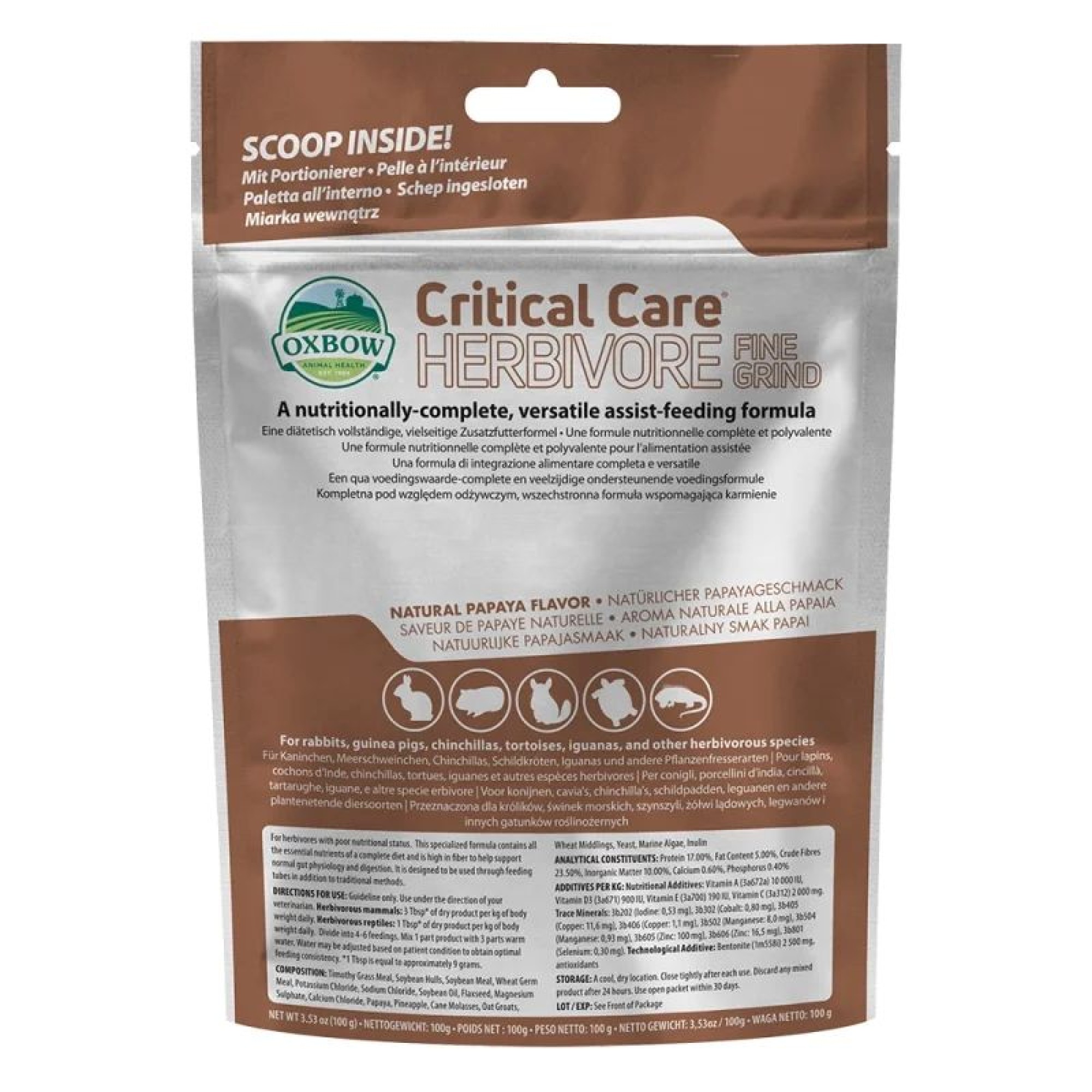 OXBOW HERBIVORE CRITICAL CARE FINE GRIND ΚΛΙΝΙΚΗ ΔΙΑΙΤΑ ΜΙΚΡΩΝ ΖΩΩΝ ΜΕ ΠΑΠΑΓΙΑ 100gr