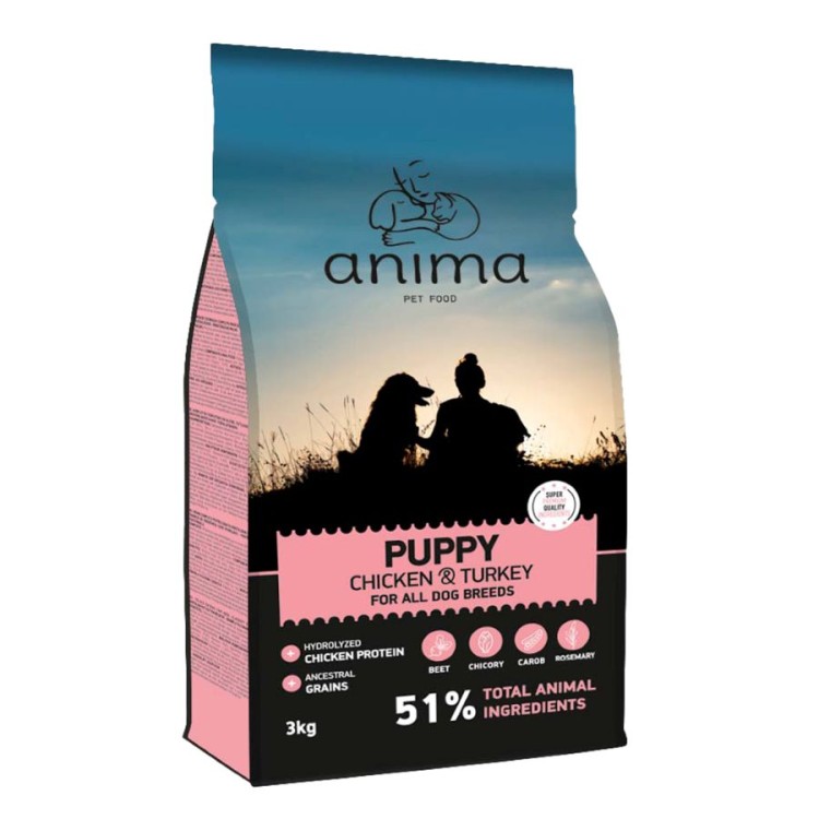ANIMA PUPPY DOG ALL BREEDS CHICKEN AND TURKEY 3kg