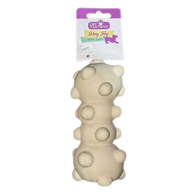PET CAMELOT LATEX BEIGE DUMBBELL SOUND ΠΑΙΧΝΙΔΙ ΣΚΥΛΟΥ 16cm