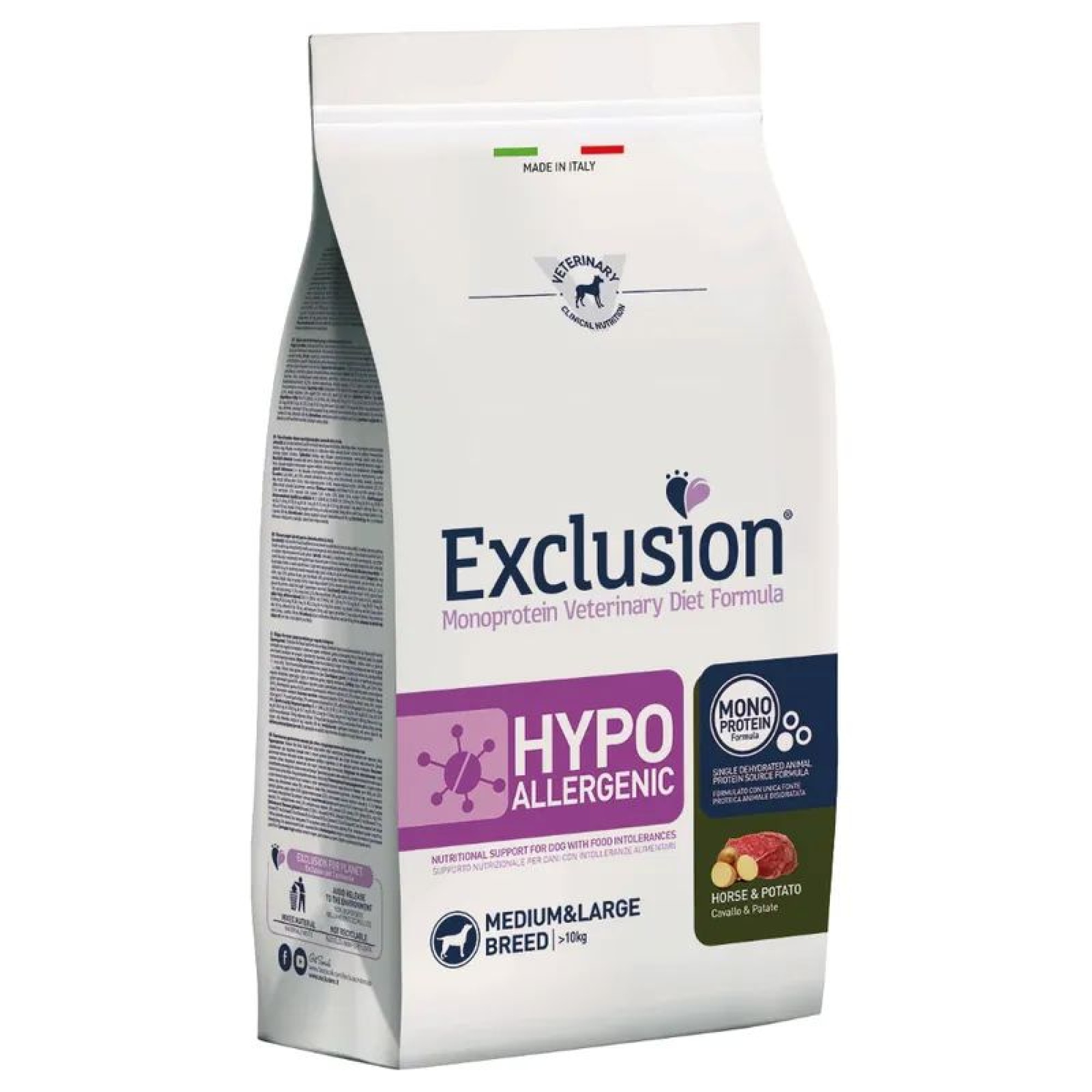 EXCLUSION VETERINARY DIET HYPOALLERGENIC HORSE AND POTATO ADULT DOG  MEDIUM LARGE BREED 2kg