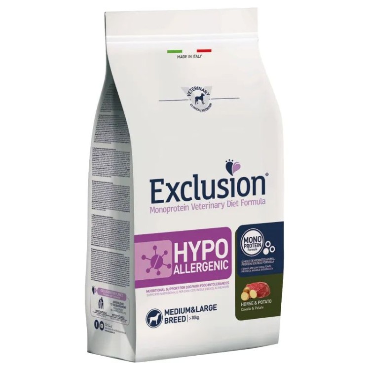 EXCLUSION VETERINARY DIET HYPOALLERGENIC HORSE AND POTATO ADULT DOG  MEDIUM LARGE BREED 2kg