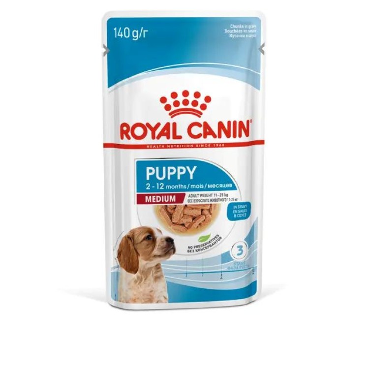 ROYAL CANIN PUPPY DOG MEDIUM CHUNKS IN GRAVY POUCH 140gr