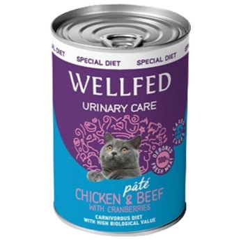 WELLFED SPECIAL DIET URINARY CARE STERILISED ADULT CAT ΠΑΤΕ ΚΟΤΟΠΟΥΛΟ ΒΟΔΙΝΟ ΚΑΙ CRANBERRIES 400gr