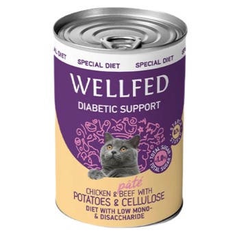 WELLFED SPECIAL DIET DIABETIC SUPPORT ADULT CAT ΠΑΤΕ ΚΟΤΟΠΟΥΛΟ ΚΑΙ ΒΟΔΙΝΟ 400gr