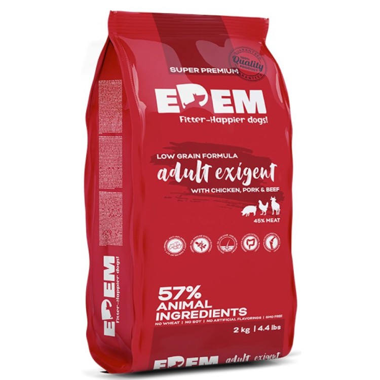 EDEM ADULT DOG EXIGENT ΚΟΤΟΠΟΥΛΟ ΧΟΙΡΙΝΟ ΚΑΙ ΒΟΔΙΝΟ 2kg KAI 500gr ΔΩΡΟ
