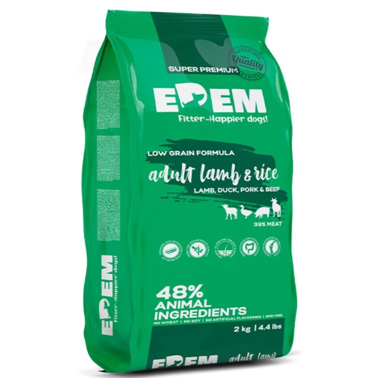 EDEM ADULT DOG ΑΡΝΙ ΚΑΙ ΡΥΖΙ 2kg ΚΑΙ 500gr ΔΩΡΟ