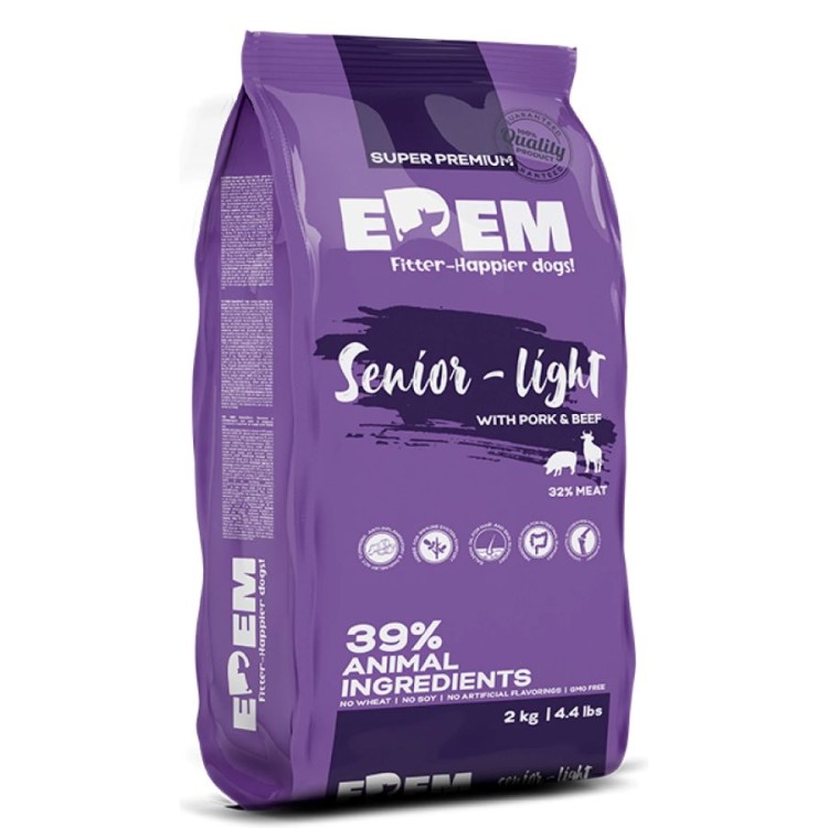 EDEM SENIOR DOG LIGHT ΧΟΙΡΙΝΟ ΚΑΙ ΒΟΔΙΝΟ 2kg ΚΑΙ 500gr ΔΩΡΟ