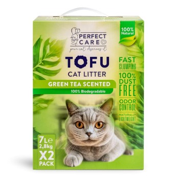 PERFECT CARE CAT LITTER TOFU GREEN TEA 14lt 2x7lt PERFECT CARE CAT LITTER TOFU GREEN TEA 14lt 2x7lt