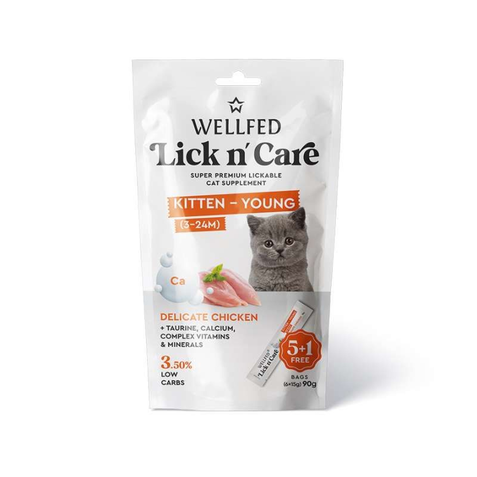 WELLFED LICK N CARE ΚΡΕΜΩΔΗΣ ΛΙΧΟΥΔΙΑ KITTEN YOUNG 3 ΕΩΣ 24 ΜΗΝΩΝ ΚΟΤΟΠΟΥΛΟ  6pcs x 15gr